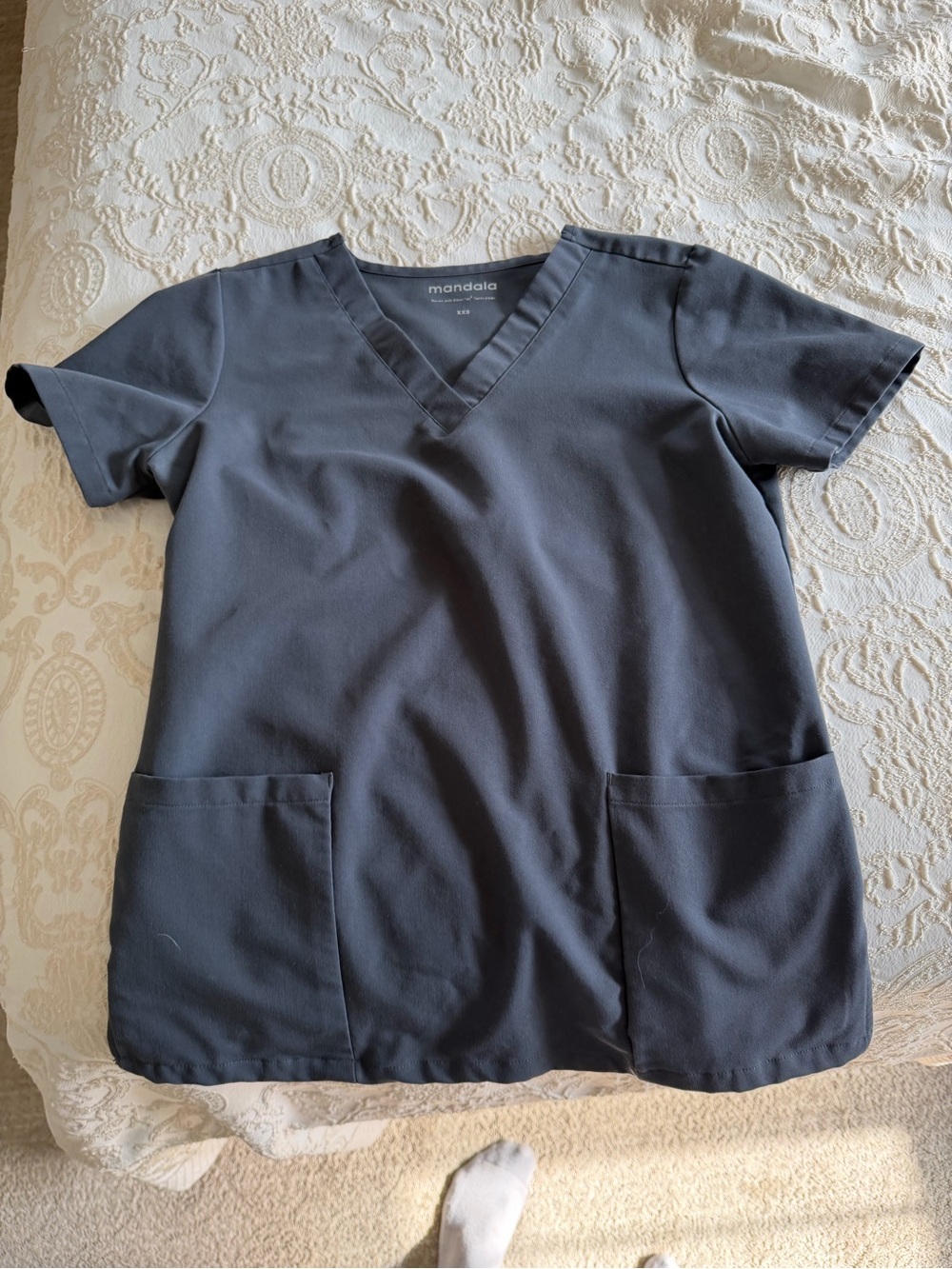 Figs V-Neck Medical Scrub Top in Charcoal Gray